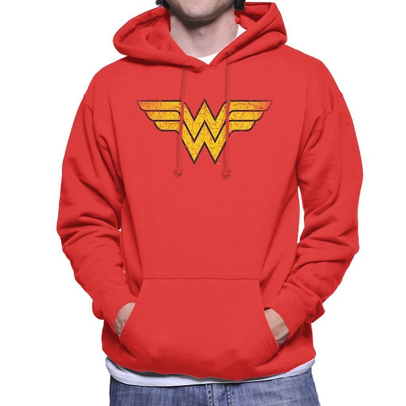 Wonder Woman Faded Yellow Logo Men’s Hooded Sweatshirt
