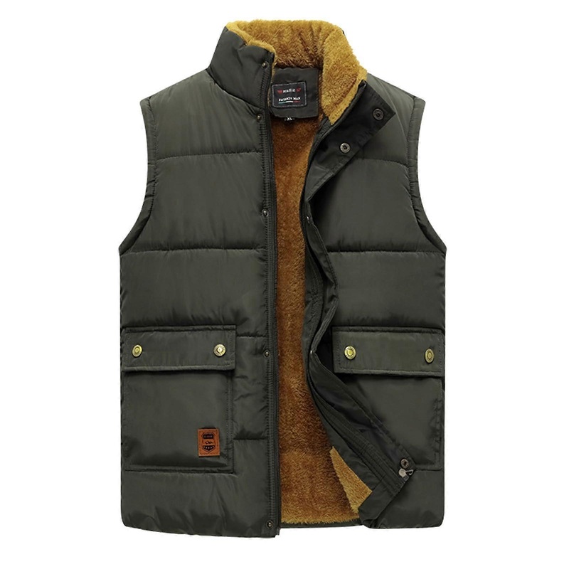 Men’s Fleece Vest Winter Warm Outdoor Vest Angler Vest Sleeveless Jacket with Standup Collar Insert Pockets Winter Vest Lined Sleeveless Jacket AG XL