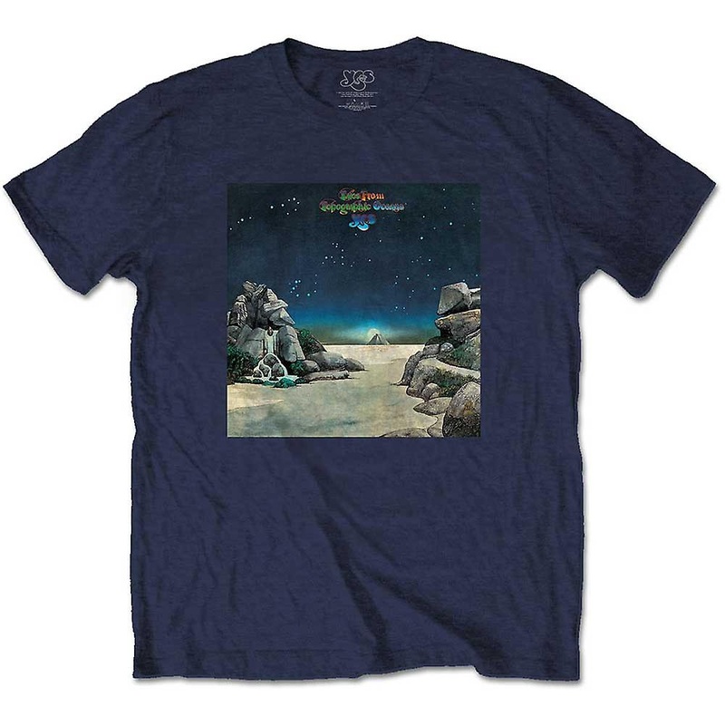 Yes T Shirt Topographic Oceans Band Logo new Official Mens Navy Blue