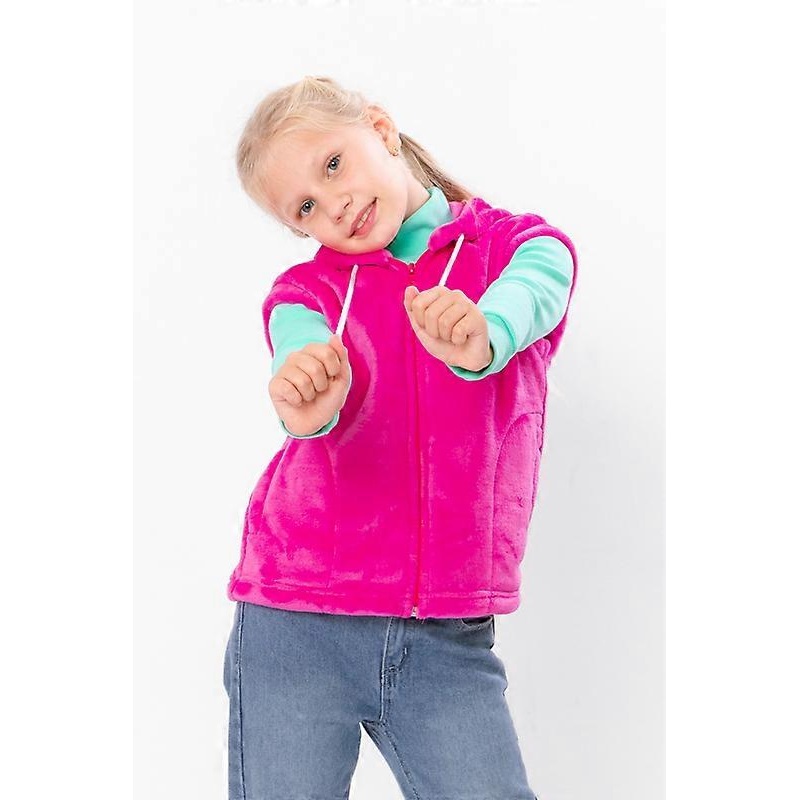 Girls Stylish Hooded Vest  Soft Plush Fabric, Functional & Fashionable, Demi-season,  HC 6402-034-5