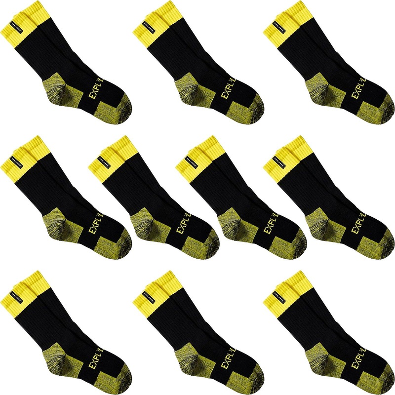 10 Pair Bonds Explorer Tough Work Crew Men Yellow Thick Cotton Socks Synh3n Bulk