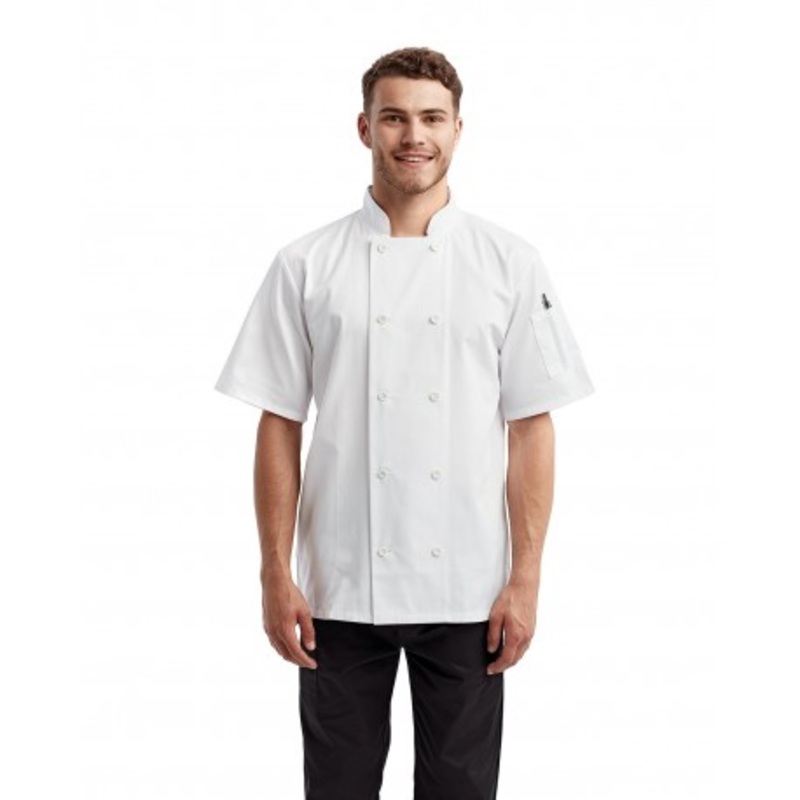 Artisan Collection by Reprime RP656 Unisex Short-Sleeve Recycled Chef’s Coat | Artisan Collection by Reprime RP656