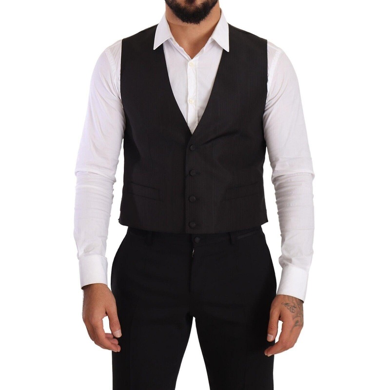 Gray Silk Slim Fit Waistcoat Formal Vest