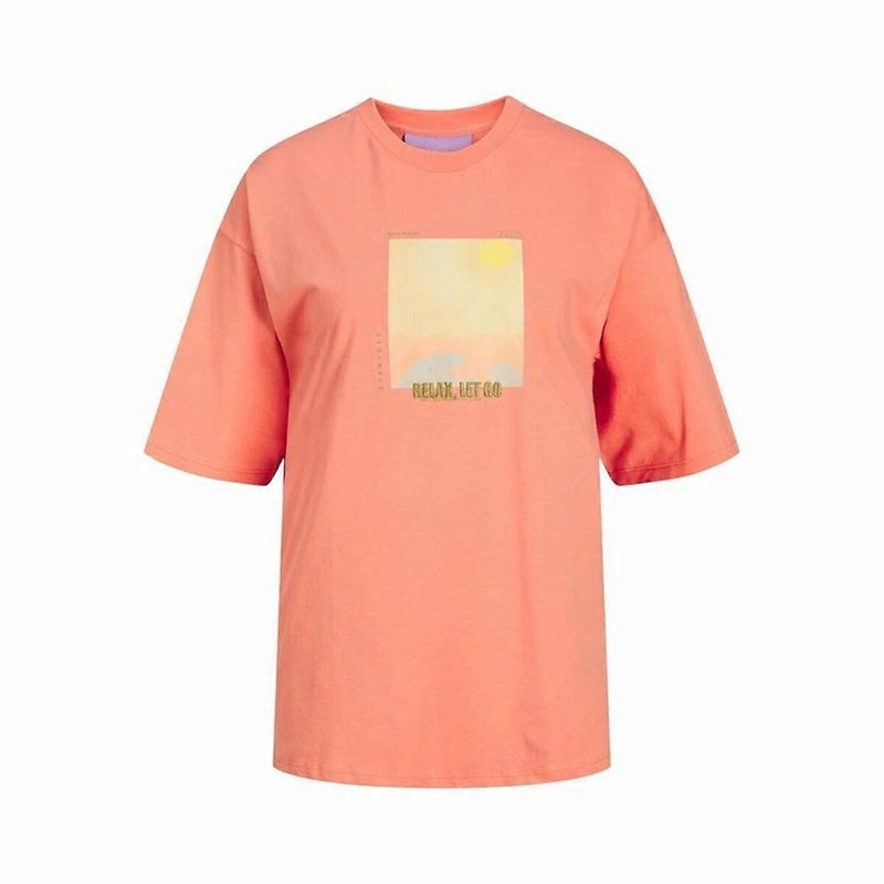Womens Short Sleeve T-Shirt Jack & Jones Jxpaige Orange