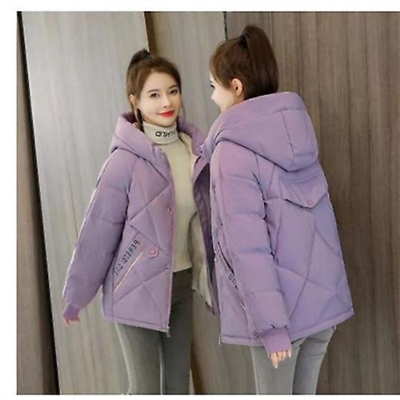 Women’s Padded Jacket 2022 Winter Casual Loose Hooded Jacket Ladies Shorts Printed Down Top Outdoor Keep Warm Padded Coat