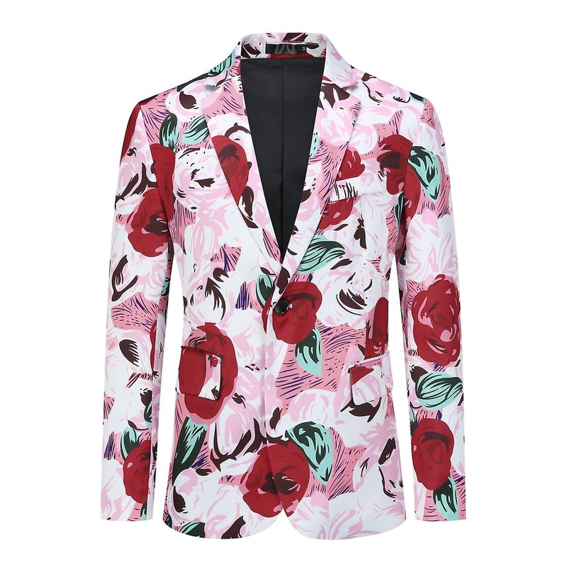 [valentine’s Day Special] Cloudstyle Men’s Dress Party 1 Button Printed Blazer