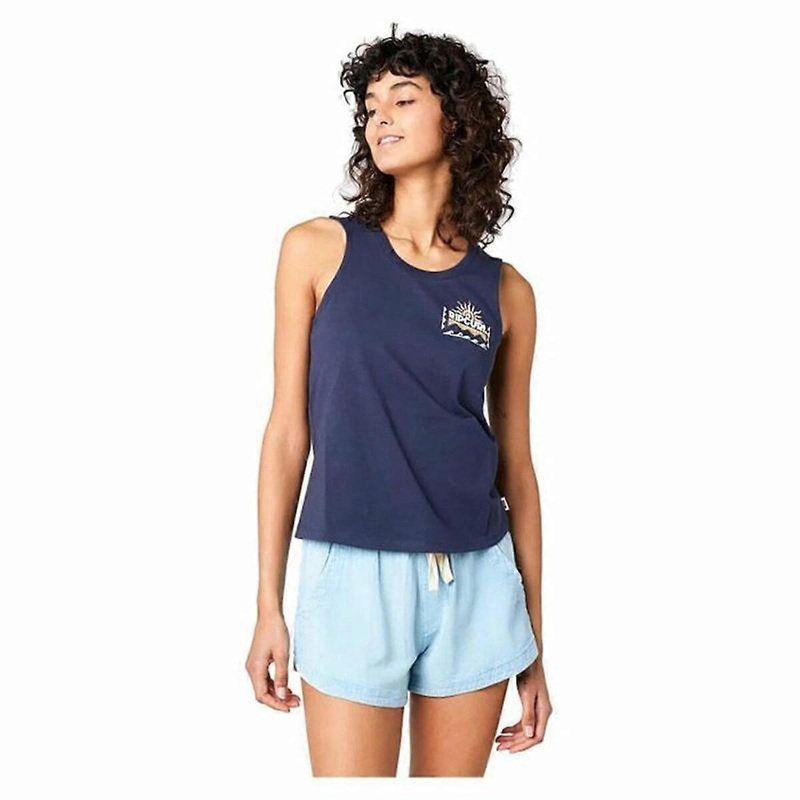 Womens Short Sleeve T-Shirt Rip Curl Re-Entry Crew Tee Navy Blue