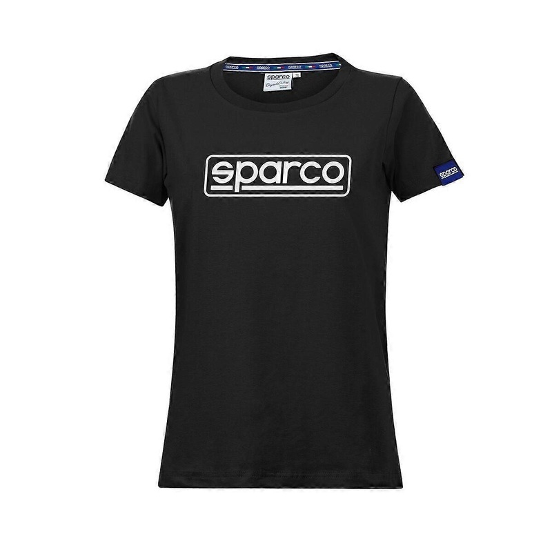 Womens Short Sleeve T-Shirt Sparco LADY FRAME Black (S)