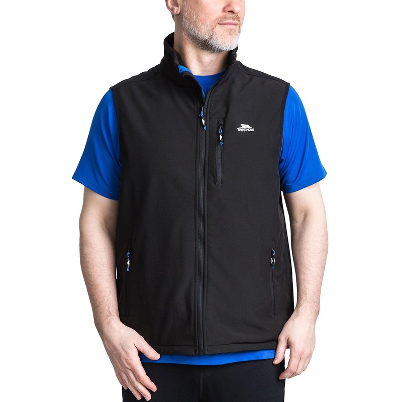Trespass Mens Vassus Softshell Outdoor Walking Gilet Bodywarmer – Black