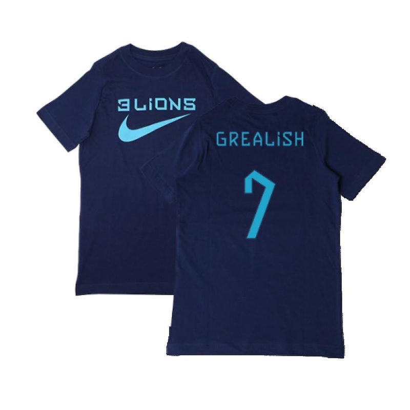 2022-2023 England Three Lions Tee (Navy) – Kids (Grealish 7)