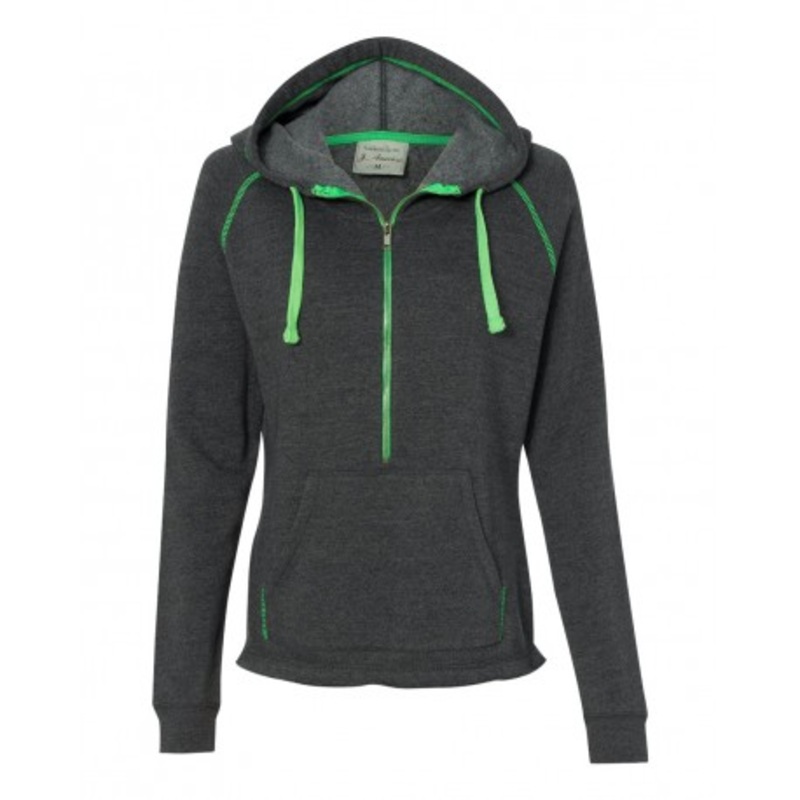 J. America 8876 Women’s Half-Zip Triblend Hooded Pullover Sweatshirt | J. America 8876