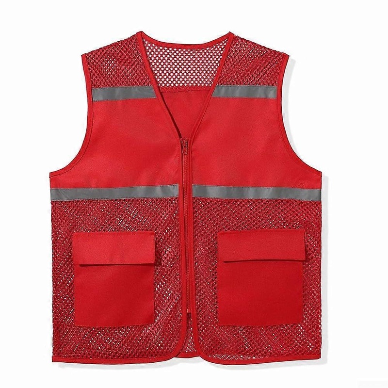 Slim summer work vest made of mesh fabric, ideal for men and women, with safety prints, size 3XL, red 3XL red