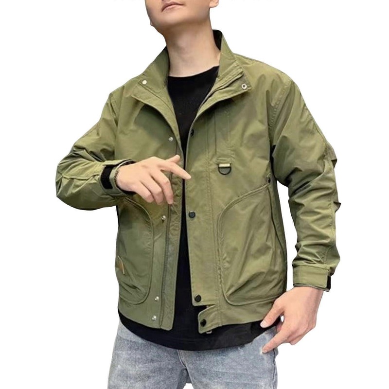 Windbreaker Men’s Raincoat Bicycle Jacket with Hood 4XL A4Green L