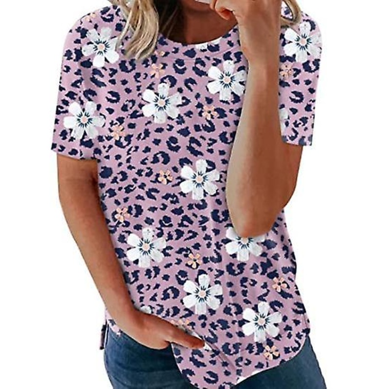2022 Women’s Loose Crew Neck Casual Print T-shirt