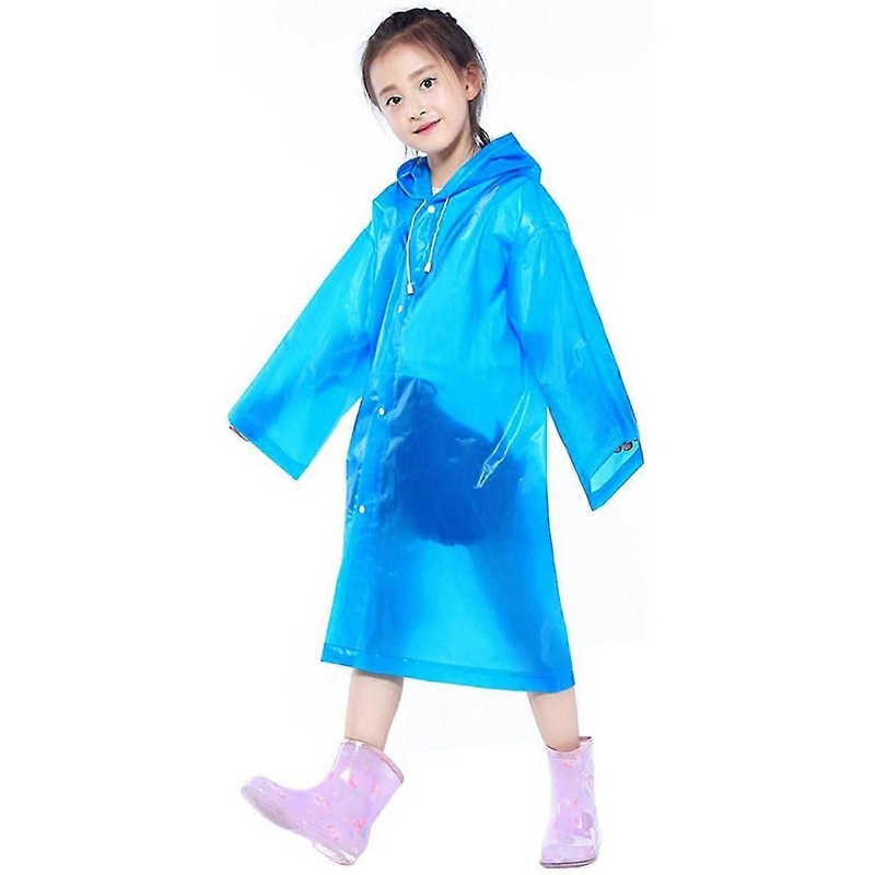 Kids Waterproof Rain Poncho, Clear Eva Hooded Raincoats For Girls Boys, Toddler Rain Jacket Rain Cape, Reusable Kids Rain Cover For Outdoor Cycling Hi