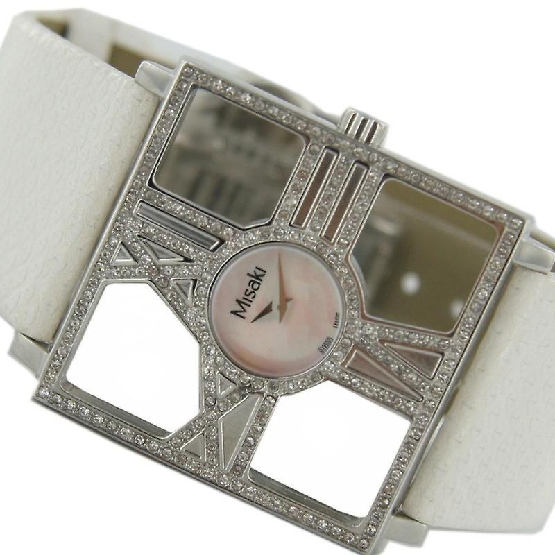 Misaki ladies watch PCUWDIVA watch White leather strap Zyrkonia