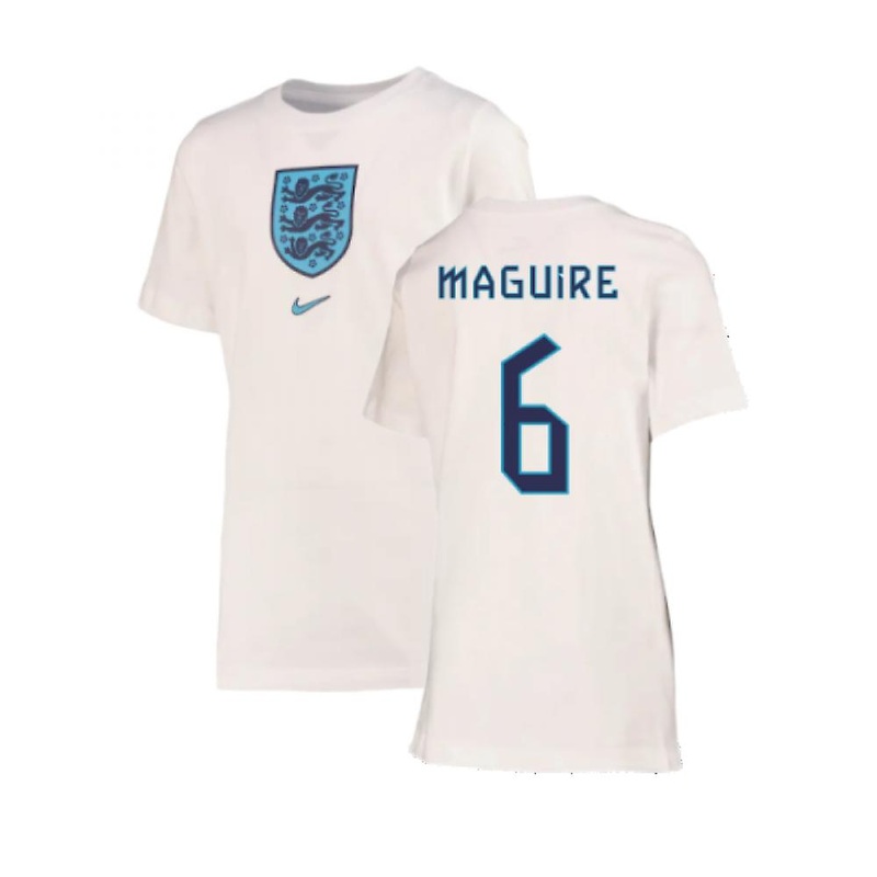 2022-2023 England Crest Tee (White) – Kids (Maguire 6)