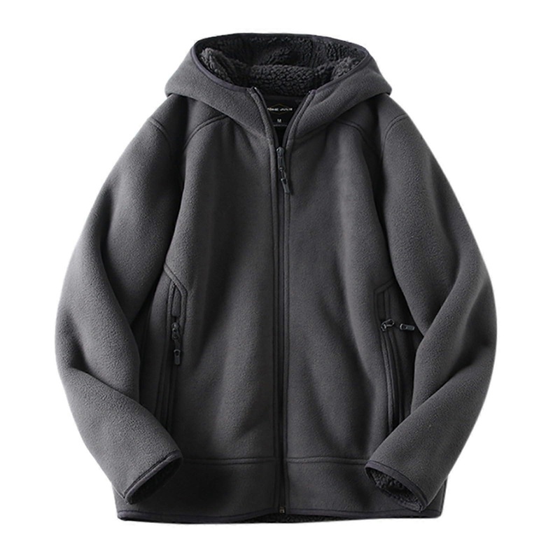 Wool Coat Men’s Winter Thick Fleece Lining Parka Jacket A6dark gray XL