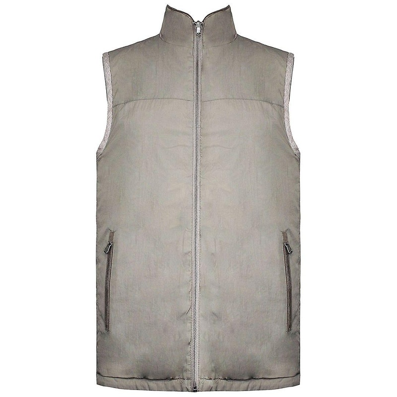 Hackett London Zip Up Sleeveless Mens Beige Reversible Linen Gilet HM402205 8GV