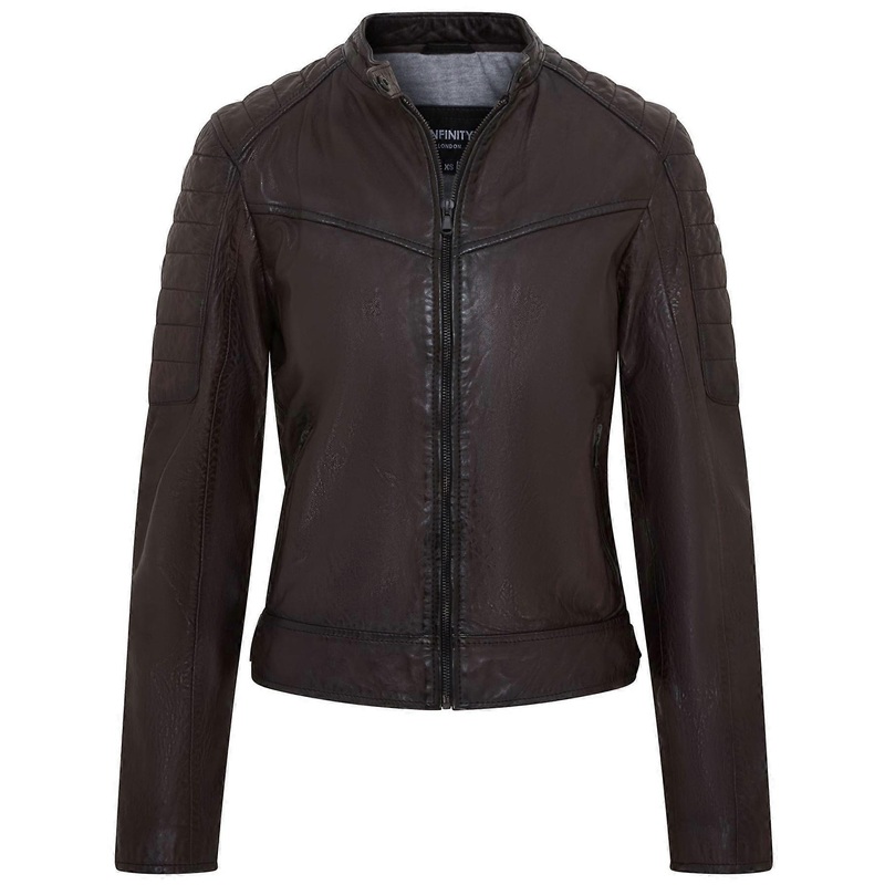 Womens Retro Biker Quilted Vintage Leather Fitted Motorcycle Jacket
