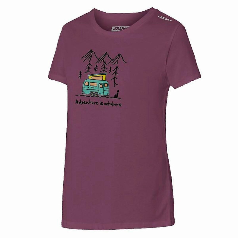 Womens Short Sleeve T-Shirt Joluvi Adventure  Crimson Red