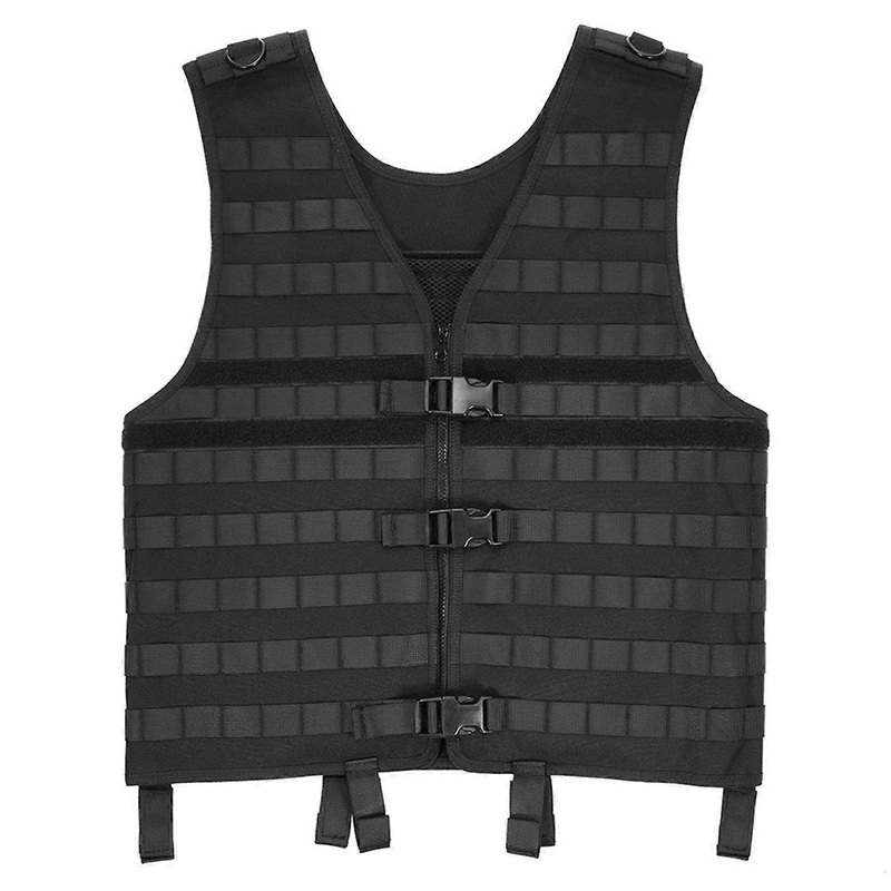 Outdoor Men’s Molle Tactical Vest Black – Hunting Fishing Waistcoat with Drinking Pocket and Multi-Purpose Cargo Carrier