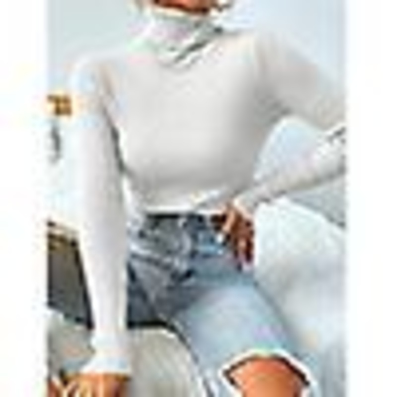 Womens Turtleneck Knitted Jumper T Shirt Ladies Slim Fit Long Sleeve Blouse Tops