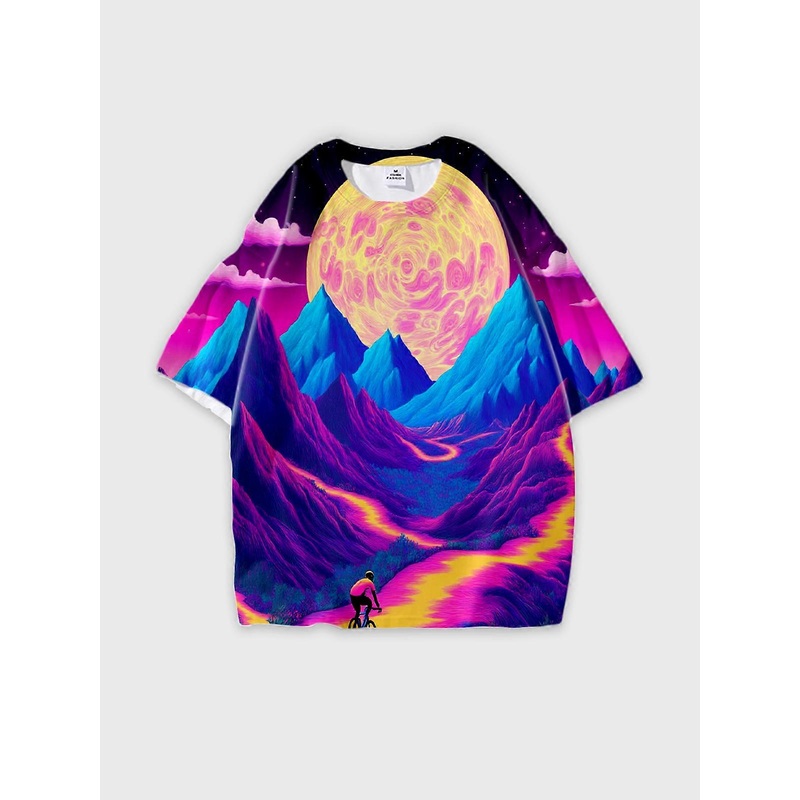 T-Shirt Round Neck, Loose Short Sleeve Pattern Graphic Tee, Unisex Summer Casual Top V3235